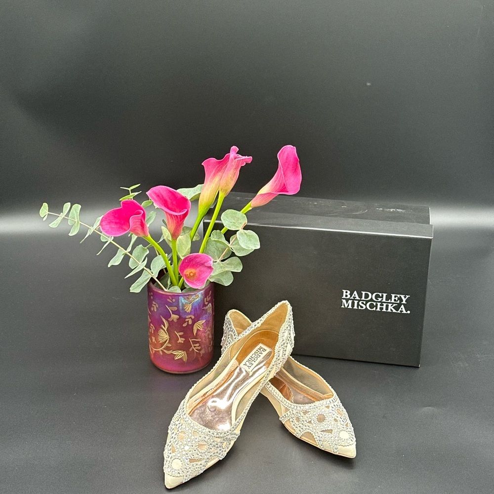 Badgley Mischka Silver Embellished Heels